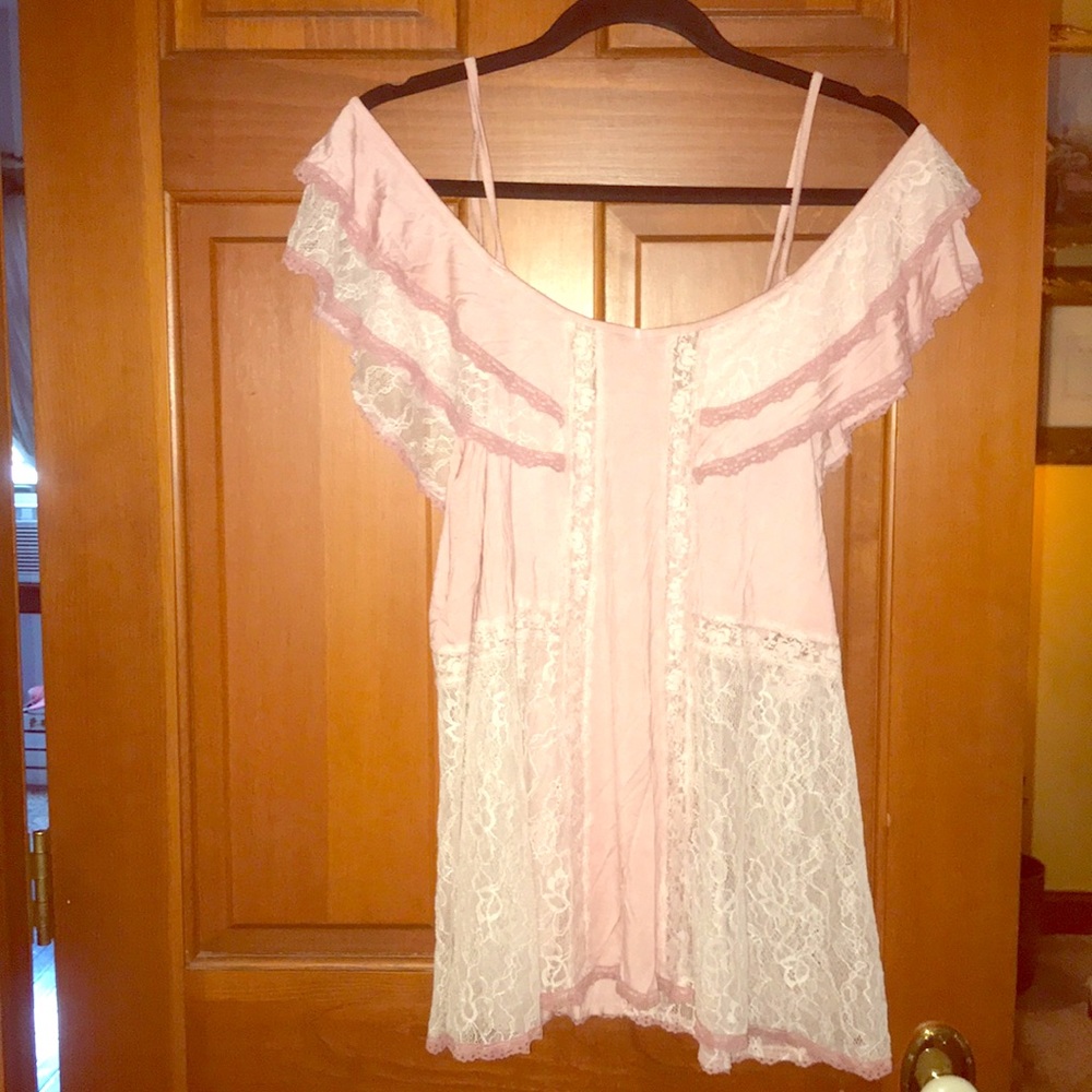 Lacey Pink Boho Going Out Boutique Blouse